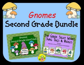 Preview of Gnomes Second Grade Word Wall Bundle