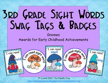 Preview of Gnomes Third Grade Award Tags & Badges