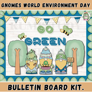 Preview of Gnomes World Environment Day Bulletin Board Kit, Gnome Motivational, Earth Day