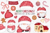 Gnomies Christmas Red Collection Clipart Instant Digital Download