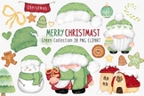 Gnomies Christmas Green  Collection Clipart Instant Digita