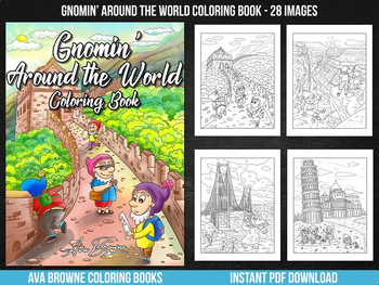 Preview of Gnomin Around the World Coloring Book, Adult Coloring Book