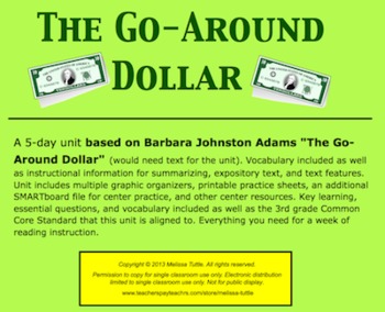 Preview of Go Around Dollar Reading SMARTboard multi-day unit; Aligned to 3rd Grade CCSS