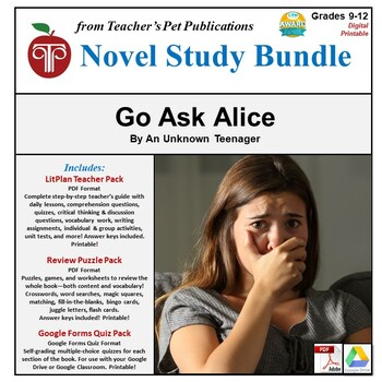 Go Ask Alice LitPlan Novel Study Unit Bundle TPT