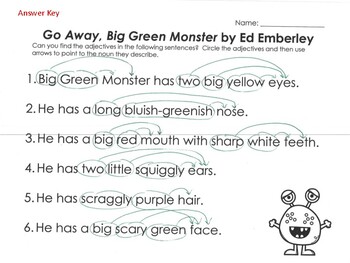 Go Away Big Green Monster interactive worksheet