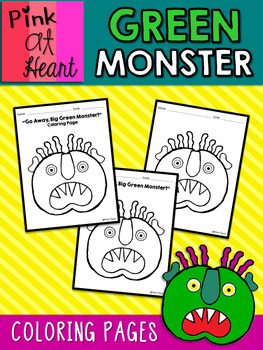 Green Monster Coloring Pages by Pink at Heart TpT