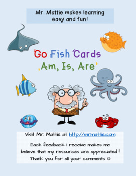 Preview of Go Fish Cards Am, Is, Are