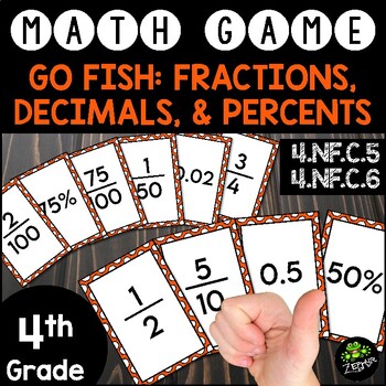 Preview of 4.NF.5, 4.NF.6 Go Fish: Decimals, Fractions, and Percents {Math Game}