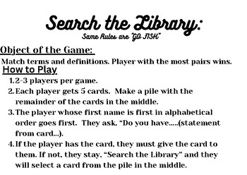 Preview of Go Fish Game for the Library