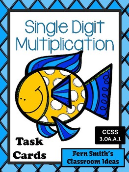 Preview of Multiplication Task Cards for Single Digit Multiplication Ocean Themed