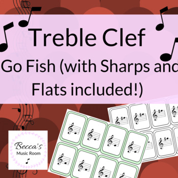 Preview of Go Fish Treble Clef Game for Elementary Music Centers