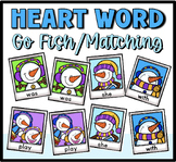 Go Fish or Matching Heart Word Game Snowman Theme