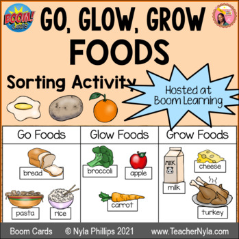 Preview of Go Glow Grow Foods Sorting Activity Boom Cards™ Deck