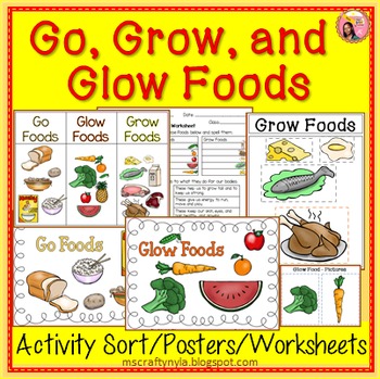 Preview of Go, Glow and Grow Foods - Sorting Activity, Worksheet and Posters