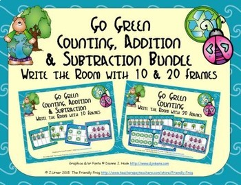 Preview of Go Green Count, Add & Subtract Bundle with 10 & 20 Frames {Subitizing}