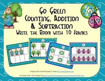 Preview of Go Green Counting, Addition & Subtraction with Ten Frames {Subitizing}