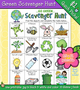 Preview of Go Green Scavenger Hunt - Earth Day & Conservation Activity