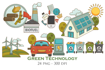 Preview of Go Green Technology Eco Friendly Environmental Cartoon Illustration Clipart