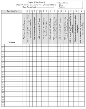 Preview of Go MATH! Checklist for Chapter 9 Test: Form A