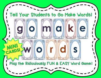 Preview of Go Make Words!  The Ridiculously FUN & EASY Word Game (MINI Sized Cards)