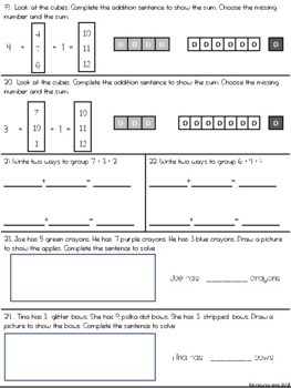 Go Math ! 1st Grade Chapter 3 Addition Strategies Test Review Worksheets