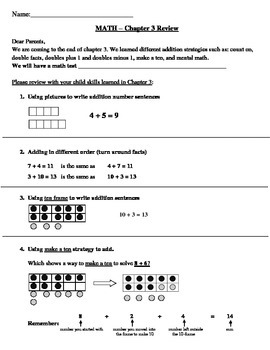 Go Math! 1st Grade Chapter 3 Review by Nataliya Bodnar | TpT