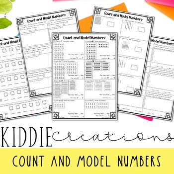 Preview of Count & Model Numbers 1st Grade Practice Packet and Review Sheets | Worksheets