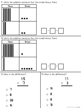 Go Math ! 1st Grade Chapter 8 Two Digit Addition and Subtraction Test ...