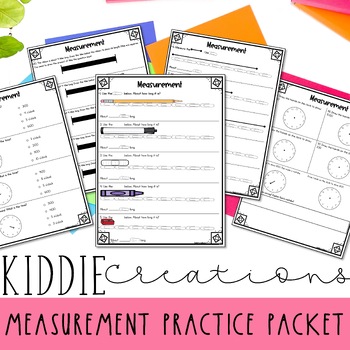 Preview of Measurement and Time 1st Grade Practice Packet and Review Sheets