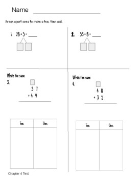 Go Math! 2nd Grade Chapter 4 Test by Stephanie Cannon | TPT