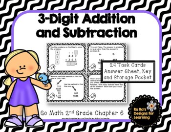 Preview of Go Math! 2nd Grade Chapter 6 Three Digit Addition and Subtraction Task Cards