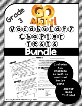 Preview of Go Math 3rd Grade Chapter Vocabulary Tests BUNDLE