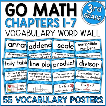 Preview of Go Math 3rd Grade Vocabulary - Chapters 1-7