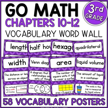 Preview of Go Math 3rd Grade Vocabulary Chapters 10-12