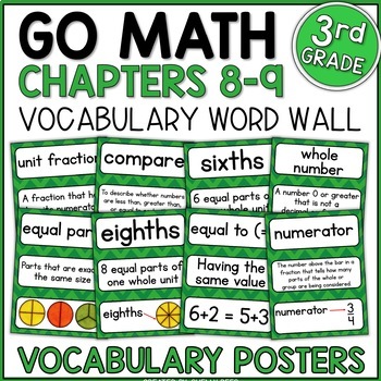 Preview of Go Math 3rd Grade Vocabulary Chapters 8-9