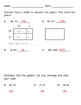 Go Math 4th Grade Chapter 3 Study Guide - Multiplication Assessment