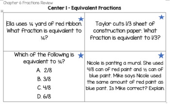 Preview of Go Math 4th Grade Chapter 6 - Review Centers (Editable*)