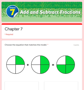 Go Math 4th Grade Chapter 7 Tests - Add & Subtract Fractions - Distance