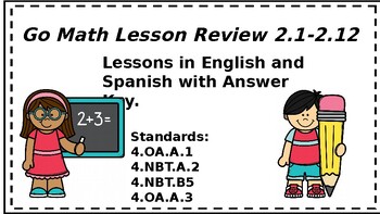 Preview of Go Math 4th Grade English/Spanish Chapter 2 Review