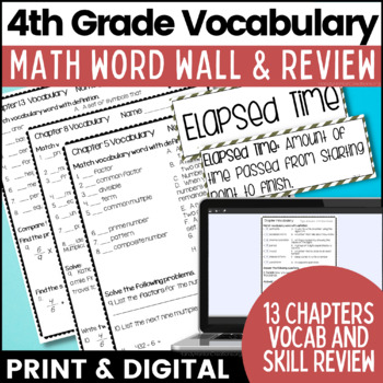 Preview of Go Math 4th Grade Vocabulary Review and Bulletin Board Signage Bundle
