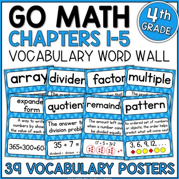 Preview of Go Math 4th Grade Vocabulary Chapters 1-5