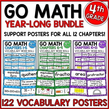 Preview of Go Math 4th Grade Vocabulary for the Year Bundle