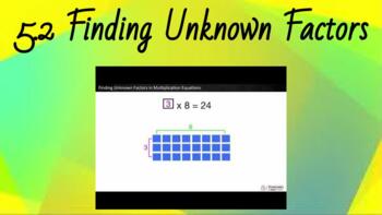 Preview of Go Math 5.2 Finding Unknown Factors Whole Group Lesson