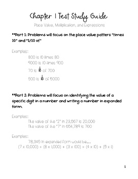 Preview of Go Math 5th Grade Chapter 1 Test