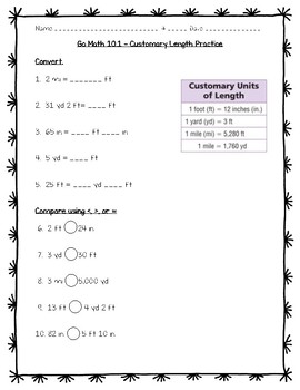 Preview of Go Math - 5th Grade Chapter 10 - Convert Units of Measure