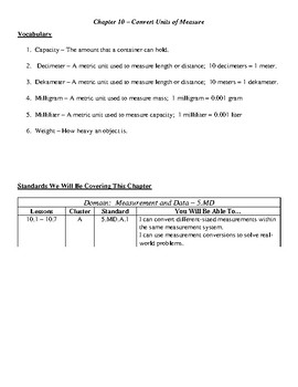 Preview of Go Math 5th Grade Chapter 10 Resource Packet