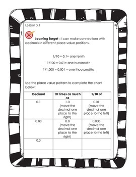 Go Math 5th Grade, Chapter 3 Modified Resource Bundle by Small Class