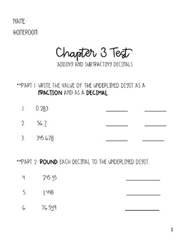 Preview of Go Math 5th Grade Chapter 3 Test