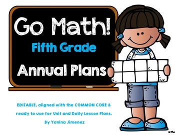 Preview of Go Math! 5th grade ~ Yearly Paced Plan aligned with the Common Core. Editable!