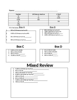 Go Math 5th Grade Math Review Chapter 1 Place Value